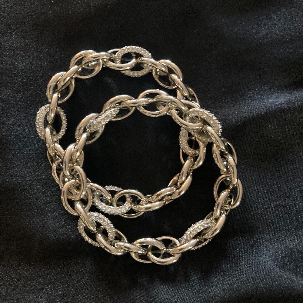 WHBM Stretchy Gold and Rhinestone Bracelets (set of 2)